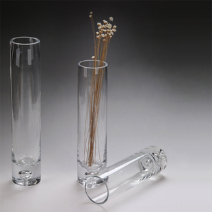 娜祺精品直筒玻璃高白料加厚花瓶 透明玻璃花瓶 欧式简约大气花瓶