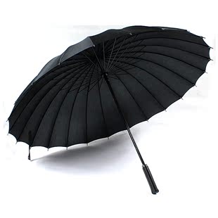 包邮双人超大防风24骨直柄伞抗风黑色长柄雨伞男士直杆户外伞
