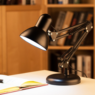 美式长臂可折叠金属台灯LED护眼学习学生宿舍卧室床头看书电脑桌