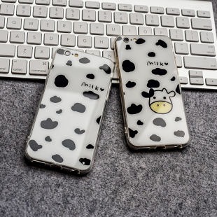 情侣奶牛苹果6手机壳iphone6plus手机壳5S软硅胶镜面保护软外壳女