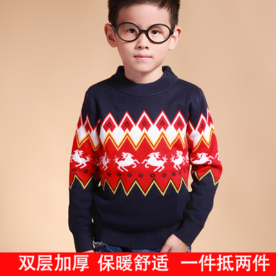 2015新款童装男童毛衣加厚保暖儿童宝宝针织衫套头中大童羊毛衫冬
