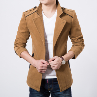 2015新款冬装男士短款韩版羊毛呢子大衣潮加厚修身呢子夹克外套男