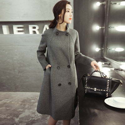 2016秋冬季新款高端双面羊绒呢子大衣羊毛尼女装中长款韩版外套潮