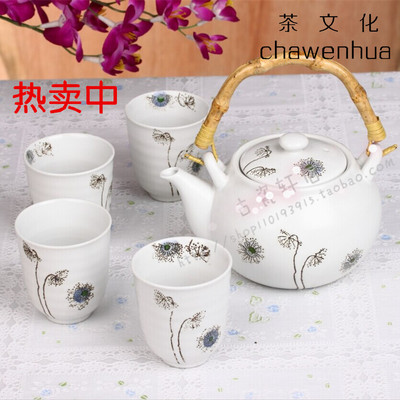 日式和风正品蒲公英茶具套装日用陶瓷 大容量茶杯茶壶 高档茶具