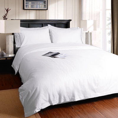 MURCIA 欧式酒店简约床上用品四件套 白色全棉套件贡缎床品被套