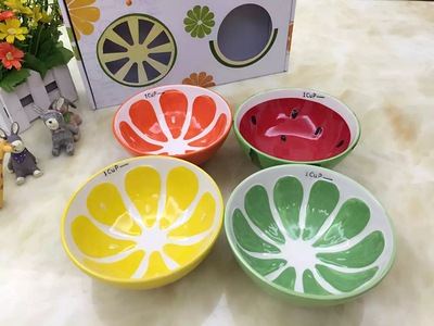 超可爱水果碗套装 景德镇创意手绘陶瓷饭碗汤碗面碗餐具家庭装