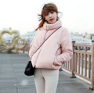 冬季新款韩国代购堆堆领简约舒适全棉加厚短款优质棉衣棉服外套女
