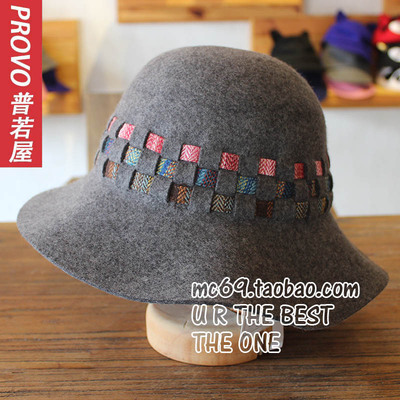 2015新款正品高端羊毛帽子女士韩版休闲可爱圆顶大檐纯羊毛呢礼帽