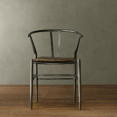北欧 美式乡村 实木仿古餐椅 做旧铁艺餐椅 复古餐椅 餐桌椅组合