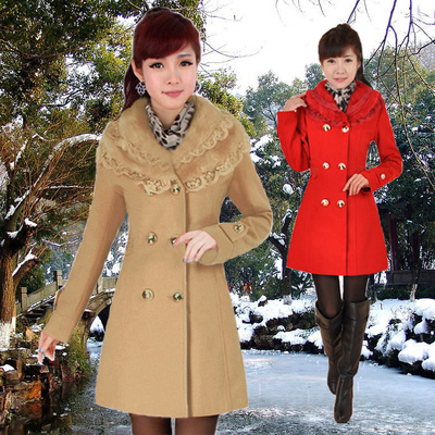 2015初冬新款韩版潮时尚中长款双排扣呢子女装上衣小香风毛呢外套