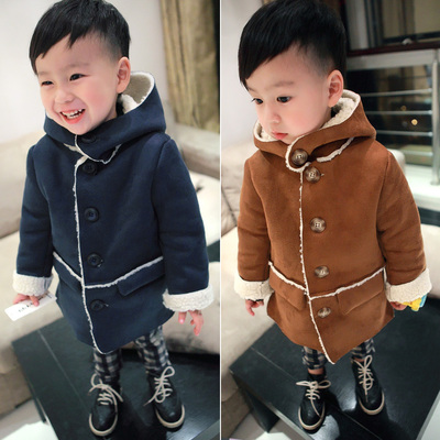 男童2015秋冬新款外套1-2-3-4岁宝宝加绒加厚大衣儿童中长款风衣