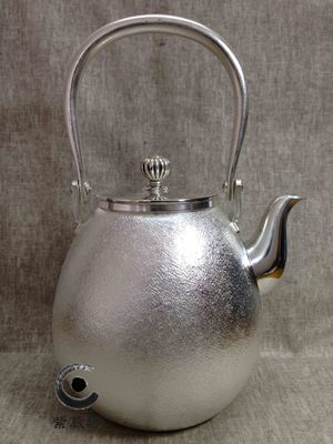 纯银壶紫辰轩汤沸纯手工精品椰形磨砂高端烧水壶经典日本礼品茶壶
