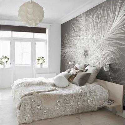环保高清大型壁画 白羽毛背景墙纸 客厅卧室无缝真丝墙布壁纸