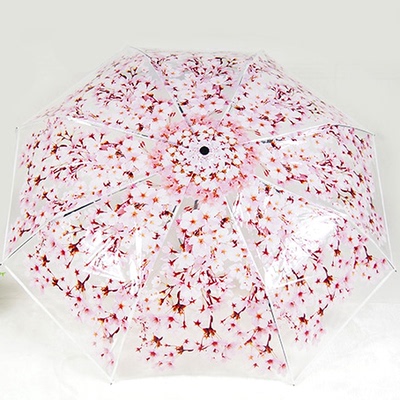 日本创意折叠樱花伞树荫伞小清新透明晴雨伞三折绿荫伞超轻太阳伞