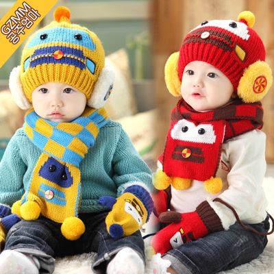 韩版男女童宝宝帽子秋冬婴儿帽子6-12个月儿童保暖毛线帽冬天