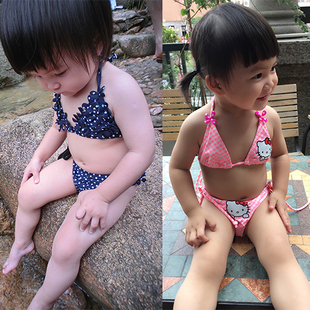 出口童装夏装可爱韩国儿童泳衣女童泳装婴儿宝宝比基尼分体游泳衣