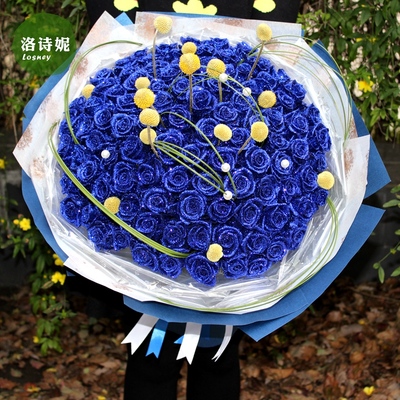 圣诞节上海鲜花速递同城99朵蓝色妖姬花束苏州无锡常州天津送花