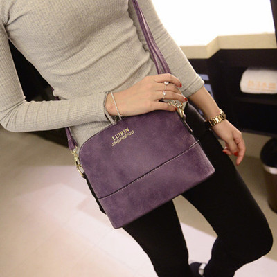 贝壳包小包包大牌时尚潮紫色休闲新款磨砂女包单肩包斜跨包包邮