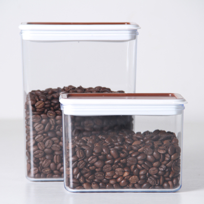 塑料多用途方形密封罐咖啡方豆桶保鲜罐果粉罐 奶茶店专用透明罐