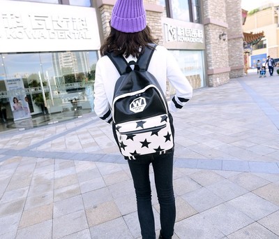 双肩包男女韩版pu皮初中高中学生书包学院风校园电脑英伦旅行背包