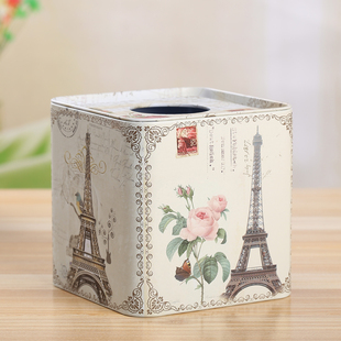 微情话欧式创意铁皮纸巾盒卷筒纸盒车用抽纸盒纸巾抽餐厅餐巾纸盒
