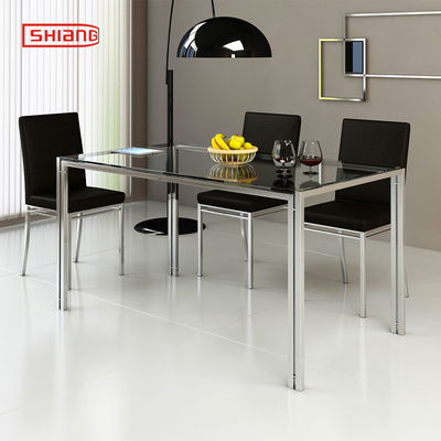 室尚钢化玻璃餐桌椅组合不锈钢小户型饭桌极简现代简约餐桌shiang