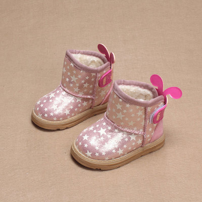 女宝宝靴子冬季加绒短靴学步鞋防滑软底雪地靴婴儿棉鞋0-1岁2韩