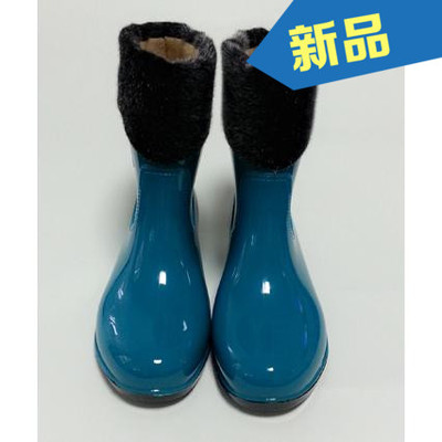 正品上海双钱时尚女雨鞋雨靴毛口保暖雨鞋 平跟短雨鞋防滑保暖