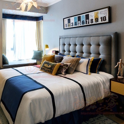 现代北欧布艺床简约软包床棉麻1.8米双人床 小户型储物布艺床婚床