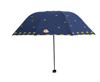 创意三折叠黑胶遮阳伞防晒公主拱形太阳伞防紫外线卡通女士晴雨伞
