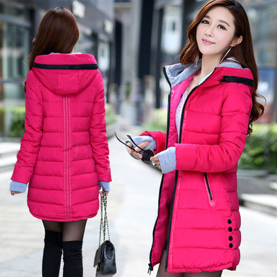2015冬新款韩版棉衣中长款女装外套修身中学生羽绒大码加棉服