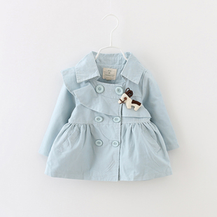 2015女童风衣外套秋装新款0-1-2-3岁女宝宝婴儿纯棉休闲上衣