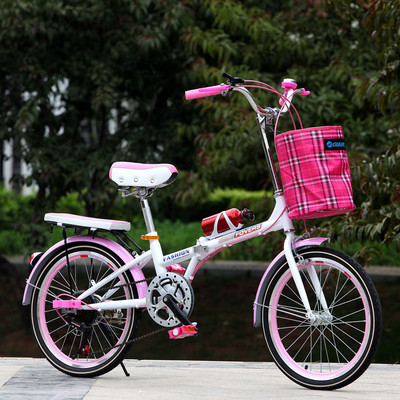 新款包邮折叠自行车20寸女式超轻6速变速车成人自行车大小学生车