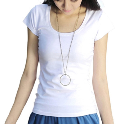 2015新款女式春夏季韩版女装圆领短袖T恤修身高弹力纯棉纯色打底