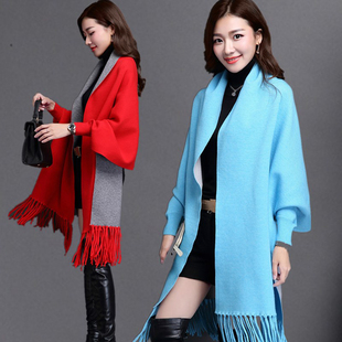 韩版2015冬装新款貂绒拼接双面羊毛呢大衣女中长款修身呢子外套潮