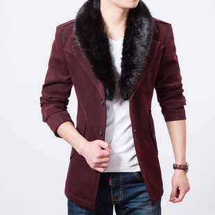 2015秋冬装新款羊绒呢子大衣潮男士短款修身加厚韩版呢子保暖外套