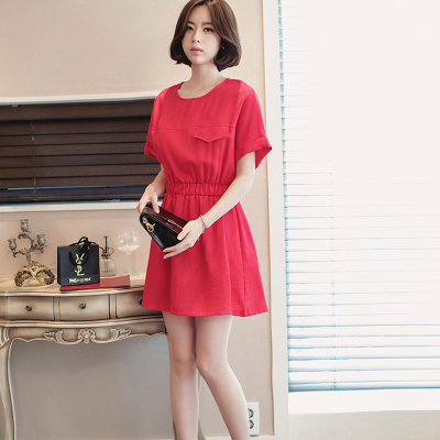 2015新款韩版甜美气质修身红色连衣裙女装