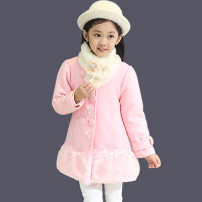 童装冬装2015新款女童呢子大衣韩版加厚儿童毛呢外套中长款双排扣