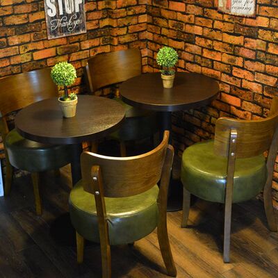 复古咖啡厅桌椅 甜品店奶茶店桌椅茶餐西餐厅实木桌椅组合批发圆