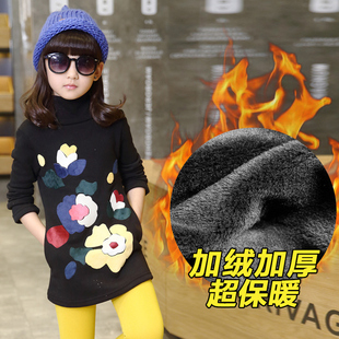 女童装2015新款长袖加厚打底衫韩版儿童秋冬季高领套头衫百搭上衣