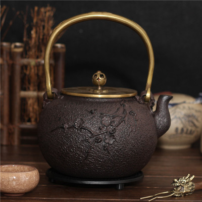 雅德堂正品日本南部老铁壶进口纯手工无涂层养生功夫茶铸铁壶茶具
