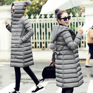 帛柏2015冬季新款女装韩版修身显瘦中长款长袖纯色棉衣