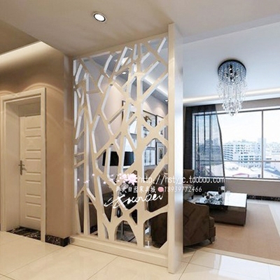 白色钢琴烤漆艺术门厅柜可移动玄关柜 创意镂空隔断柜屏风装饰柜