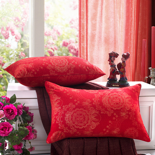 婚庆枕头枕芯大红色婚庆床品对枕床上用品双喜枕一只成人特价包邮