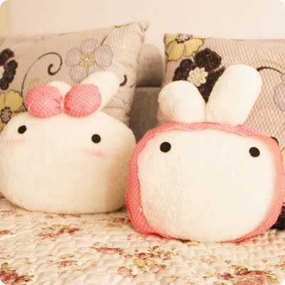 超萌韩国可爱饭团兔情侣兔抱枕靠垫 毛绒玩具蝴蝶兔公仔