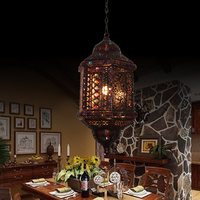 明清古典铁艺串珠民族吊灯客厅餐厅主题酒店创意个性复古剧组夜灯