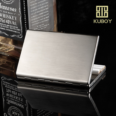 KUBOY酷宝超薄金属防压烟盒不锈钢女式加长8支装香 烟 盒生日礼品