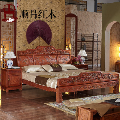 红木家具 缅甸花梨床 中式实木1.8米双人大床 高档 卧室家具SZ01