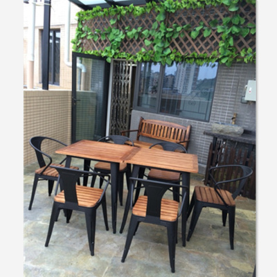 欧式复古铁艺阳台户外休闲桌椅套件方形餐桌咖啡厅酒吧快餐桌椅