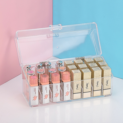 透明口红收纳盒创意翻盖防尘指甲油唇膏整理盒桌面化妆品盒包邮